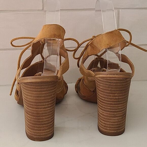 Franco Sarto Sierra Leather Lace Up Tie Block Heel Sandals Size 9.5 - Picture 4 of 9